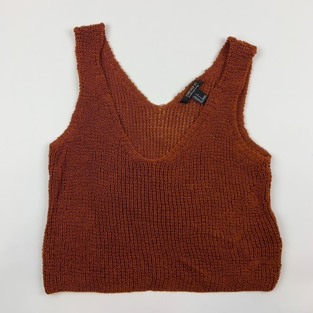 Forever 21 Tank Top Womens Small V Neck Knitted Orange